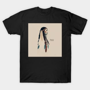 [AI Art] Proud Native American Woman With Headdress T-Shirt